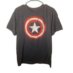 Men's Marvel Captain America Logo T-shirt Gray Size Large